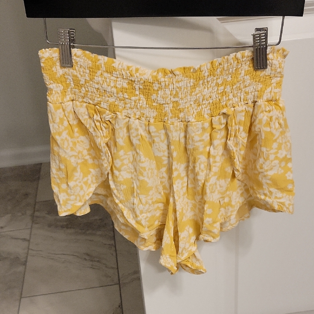 Boom Boom Jeans Yellow Floral High Waist Shorts